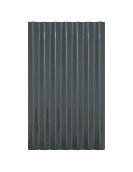 Pannelli Tetto 12 pz Acciaio Verniciato Polvere Antracite 60x36
