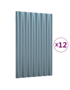Pannelli Tetto 12pz Acciaio Verniciato a Polvere Grigio 60x36cm 2