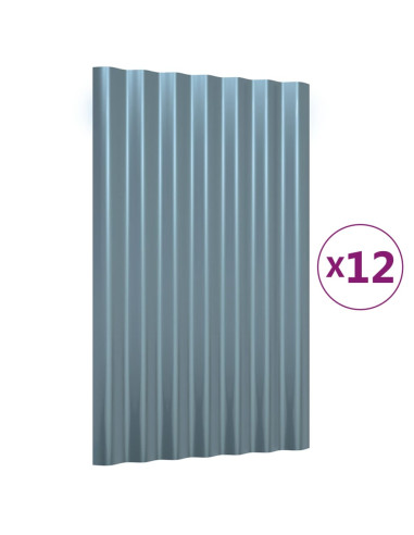 Pannelli Tetto 12pz Acciaio Verniciato a Polvere Grigio 60x36cm