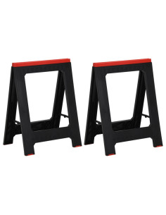 Cavalletti da Lavoro 2 pz Nero e Rosso in Polipropilene 350 kg 2
