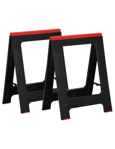 Cavalletti da Lavoro 2 pz Nero e Rosso in Polipropilene 350 kg