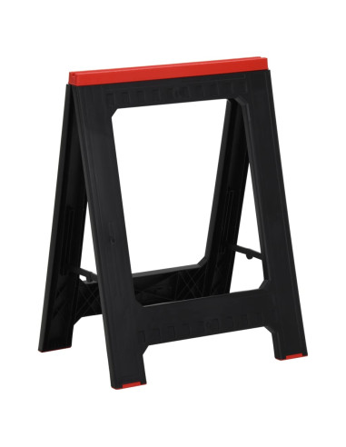 Cavalletti da Lavoro 2 pz Nero e Rosso in Polipropilene 350 kg
