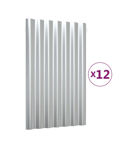 Pannelli Tetto 12pz Acciaio Verniciato Polvere Argento 60x36 cm