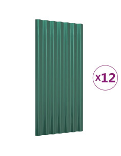 Pannelli Tetto 12pz Acciaio Verniciato a Polvere Verde 80x36 cm 2