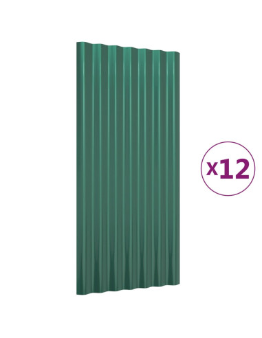 Pannelli Tetto 12pz Acciaio Verniciato a Polvere Verde 80x36 cm