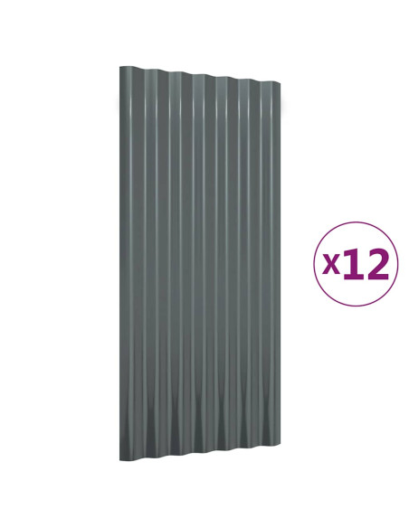 Pannelli Tetto 12 pz Acciaio Verniciato Polvere Antracite 80x36