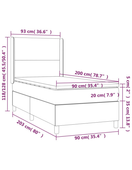 Giroletto a Molle con Materasso Crema 90x200 cm in Similpelle