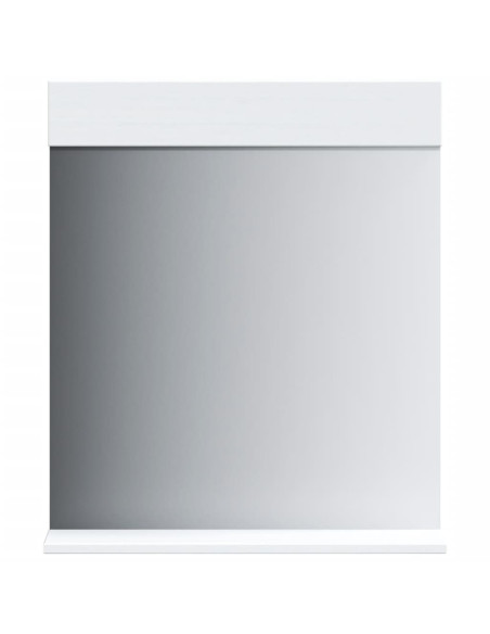 Specchio Bagno e Ripiano BERG Bianco 60x12x70 cm Legno Massello