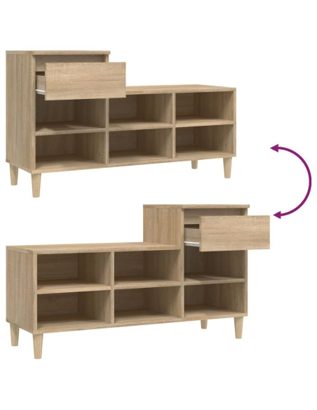 Scarpiera Rovere Sonoma 102x36x60 cm in Legno Multistrato