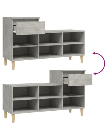 Scarpiera Grigio Cemento 102x36x60 cm in Legno Multistrato