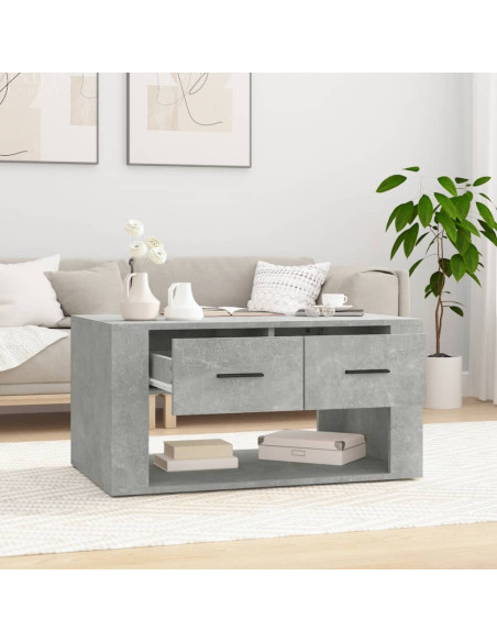 Tavolino da Salotto Grigio Cemento 80x50x40cm Legno Multistrato