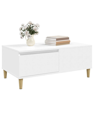 Tavolino da Salotto Bianco 90x50x36,5 cm in Legno Multistrato