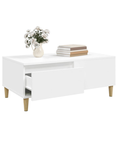 Tavolino da Salotto Bianco 90x50x36,5 cm in Legno Multistrato