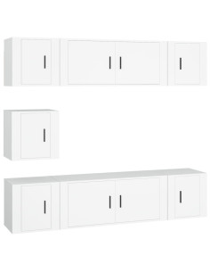 Set di Mobili Porta TV 7 pz Bianco in Legno Multistrato