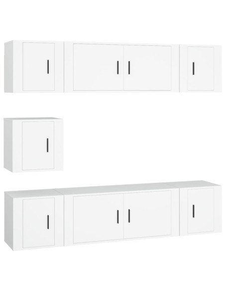 Set di Mobili Porta TV 7 pz Bianco in Legno Multistrato