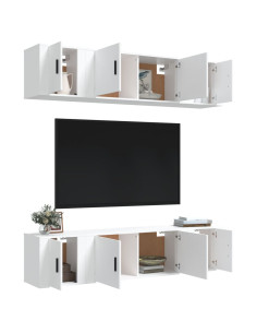 Set di Mobili Porta TV 6 pz Bianco in Legno Multistrato 2