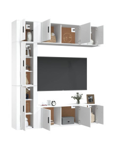Set di Mobili Porta TV 7 pz Bianco in Legno Multistrato 2