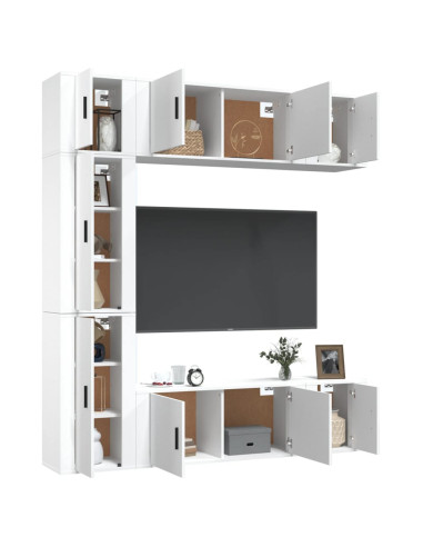 Set di Mobili Porta TV 7 pz Bianco in Legno Multistrato