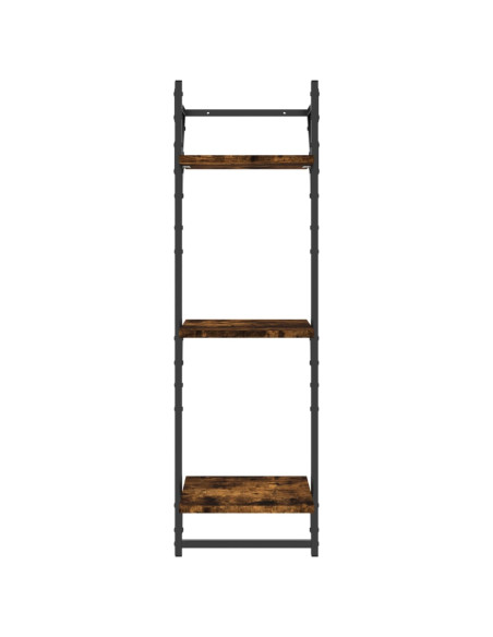 Set Mensole Parete con Aste 6pz Rovere Fumo Legno Multistrato