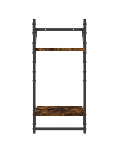 Set Mensole Parete con Aste 6pz Rovere Fumo Legno Multistrato