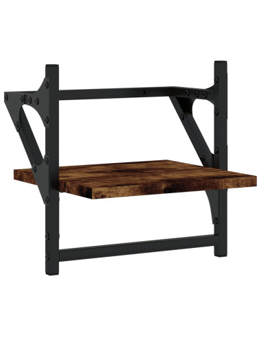 Set Mensole Parete con Aste 6pz Rovere Fumo Legno Multistrato