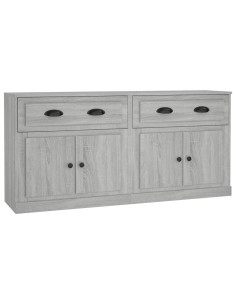 Credenze 2 pz Grigio Sonoma in Legno Multistrato