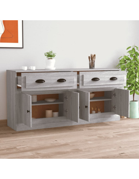 Credenze 2 pz Grigio Sonoma in Legno Multistrato