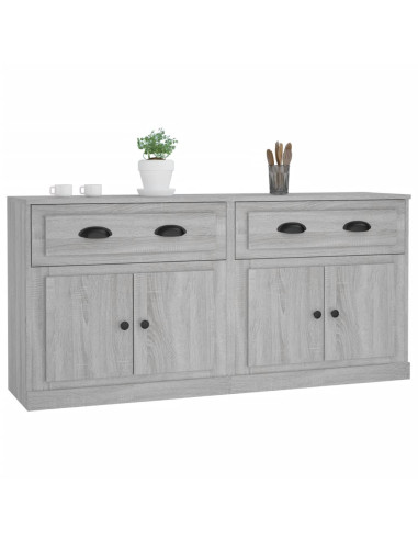 Credenze 2 pz Grigio Sonoma in Legno Multistrato