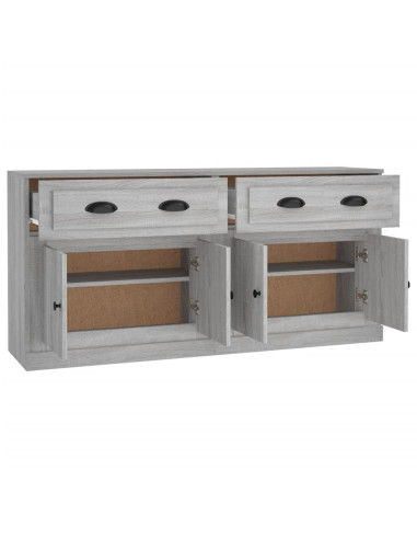 Credenze 2 pz Grigio Sonoma in Legno Multistrato