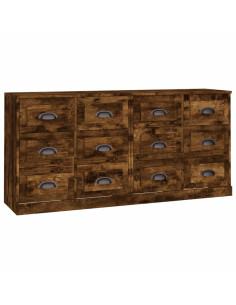 Credenze 2 pz Rovere Fumo in Legno Multistrato