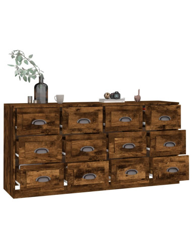 Credenze 2 pz Rovere Fumo in Legno Multistrato