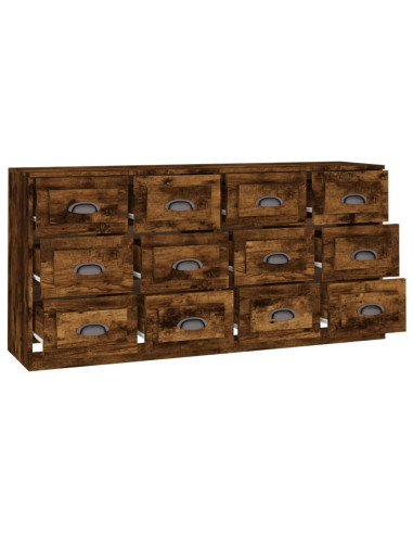 Credenze 2 pz Rovere Fumo in Legno Multistrato