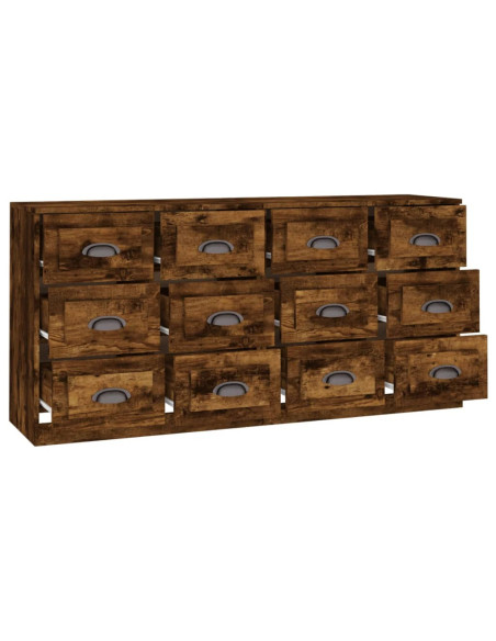 Credenze 2 pz Rovere Fumo in Legno Multistrato