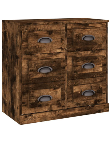 Credenze 2 pz Rovere Fumo in Legno Multistrato