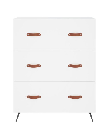 Credenza Bianca 69,5x34x180 cm in Legno Multistrato