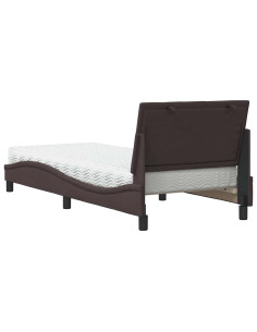 Letto con Materasso Marrone Scuro 90x190 cm in Tessuto