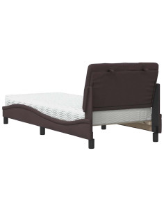 Letto con Materasso Marrone Scuro 90x190 cm in Tessuto