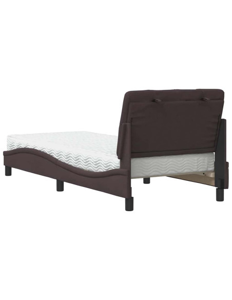 Letto con Materasso Marrone Scuro 90x190 cm in Tessuto