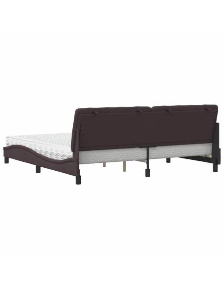 Letto con Materasso Marrone Scuro 200x200 cm in Tessuto