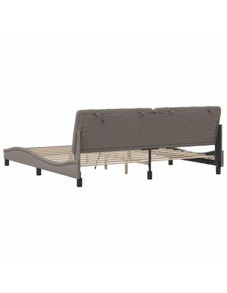 Giroletto con LED senza Materasso Tortora 200x200 cm in Tessuto