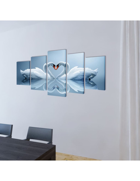 Set Stampa su Tela da Muro 5 pz Cigno 100 x 50 cm
