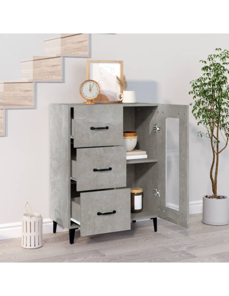 Credenza Grigio Cemento 69,5x34x90 cm in Legno Multistrato