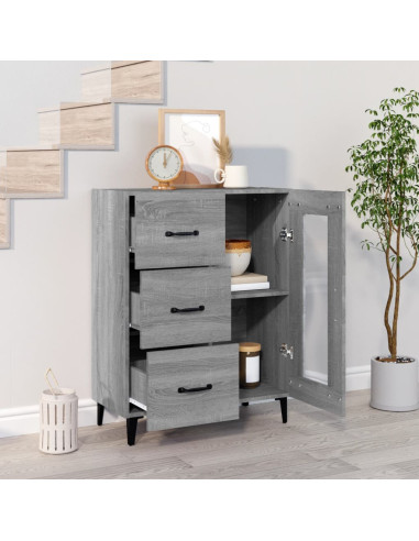 Credenza Grigio Sonoma 69,5x34x90 cm in Legno Multistrato