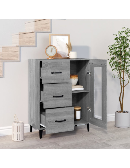 Credenza Grigio Sonoma 69,5x34x90 cm in Legno Multistrato