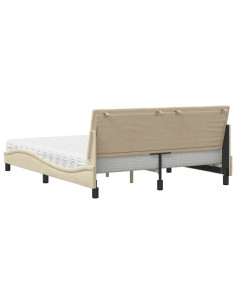 Letto con Materasso Crema 160x200 cm in Tessuto