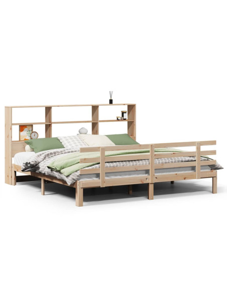 Letto Libreria senza Materasso 200x200 cm in Legno di Pino