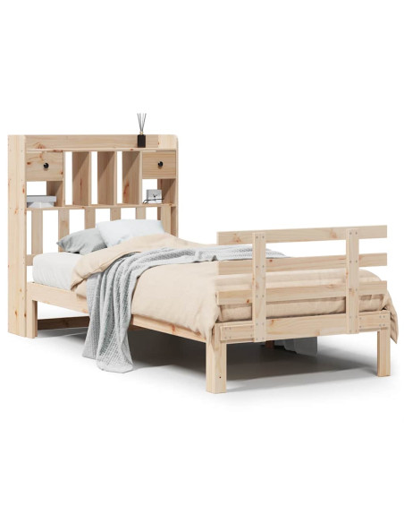 Giroletto con Libreria senza Materasso 75x190 cm in Legno Pino