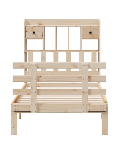 Giroletto con Libreria senza Materasso 75x190 cm in Legno Pino