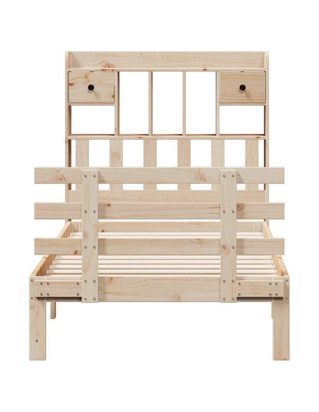 Giroletto con Libreria senza Materasso 75x190 cm in Legno Pino