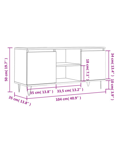 Mobile Porta TV Rovere Sonoma 104x35x50 cm in Legno Multistrato